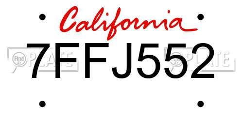 7FFJ552 California License Plate