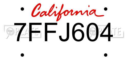 7FFJ604 California License Plate