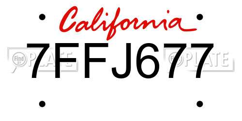 7FFJ677 California License Plate