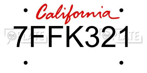 7FFK321 California License Plate