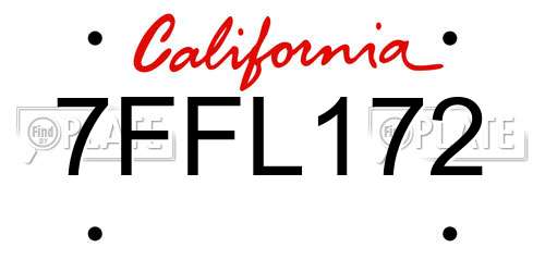7FFL172 California License Plate