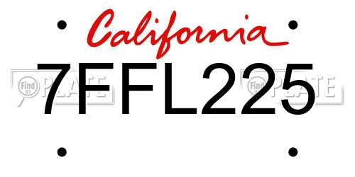 7FFL225 California License Plate