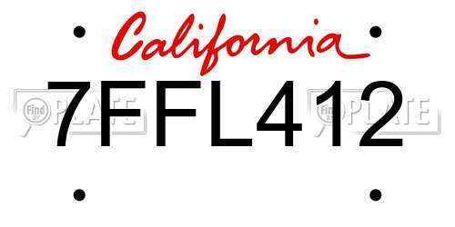 7FFL412 California License Plate