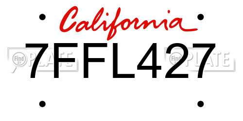 7FFL427 California License Plate