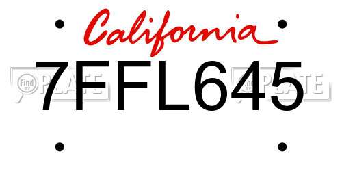 7FFL645 California License Plate
