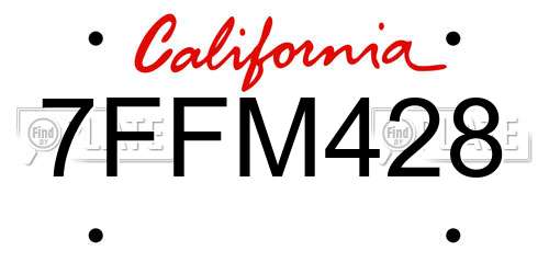7FFM428 California License Plate