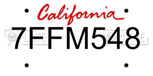7FFM548 California License Plate