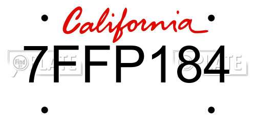 7FFP184 California License Plate