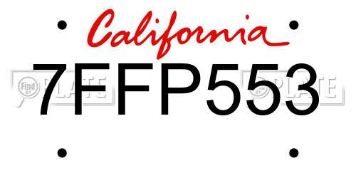 7FFP553 California License Plate