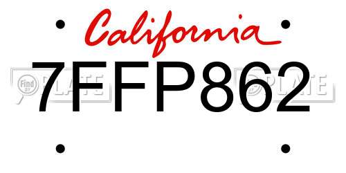 7FFP862 California License Plate