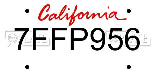 7FFP956 California License Plate