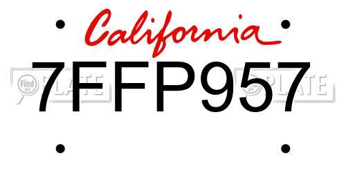 7FFP957 California License Plate