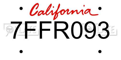 7FFR093 California License Plate