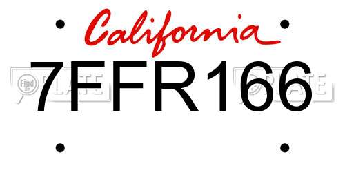 7FFR166 California License Plate
