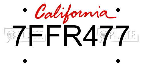 7FFR477 California License Plate