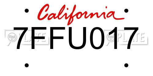 7FFU017 California License Plate