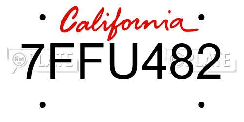 7FFU482 California License Plate