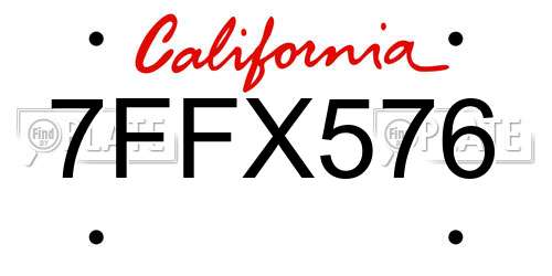 7FFX576 California License Plate