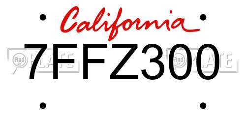 7FFZ300 California License Plate