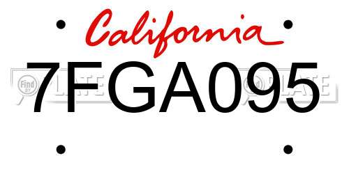 7FGA095 California License Plate