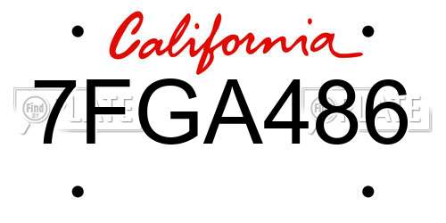 7FGA486 California License Plate