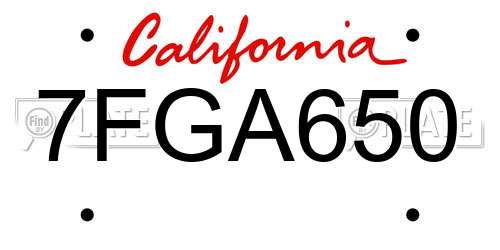7FGA650 California License Plate