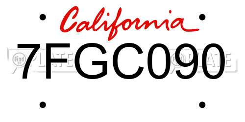 7FGC090 California License Plate