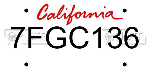 7FGC136 California License Plate