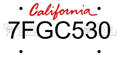 7FGC530 California License Plate