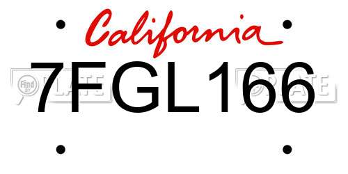 7FGL166 California License Plate
