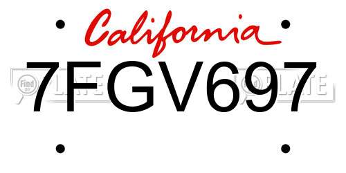 7FGV697 California License Plate