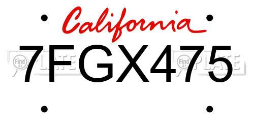 7FGX475 California License Plate