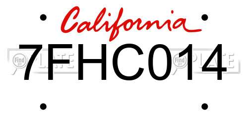 7FHC014 California License Plate