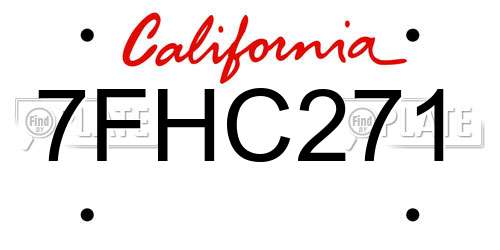 7FHC271 California License Plate