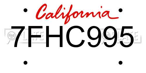 7FHC995 California License Plate