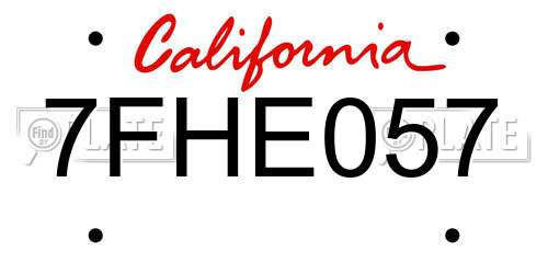 7FHE057 California License Plate