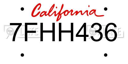 7FHH436 California License Plate