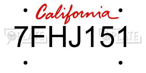 7FHJ151 California License Plate