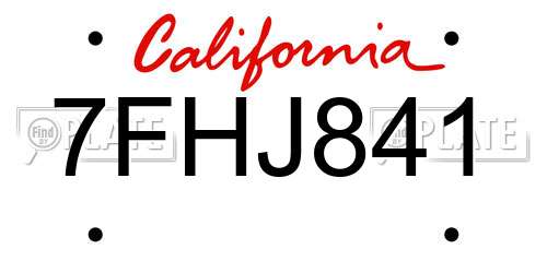 7FHJ841 California License Plate