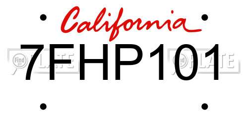 7FHP101 California License Plate