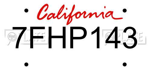 7FHP143 California License Plate