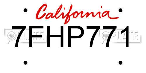 7FHP771 California License Plate