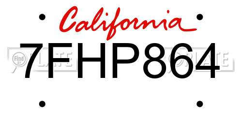 7FHP864 California License Plate