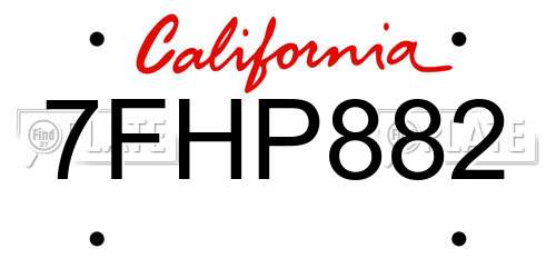 7FHP882 California License Plate