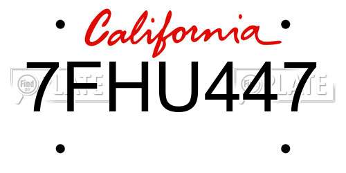 7FHU447 California License Plate