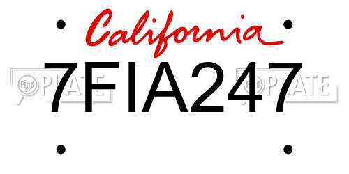 7FIA247 California License Plate