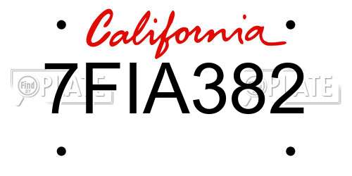 7FIA382 California License Plate