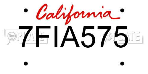 7FIA575 California License Plate