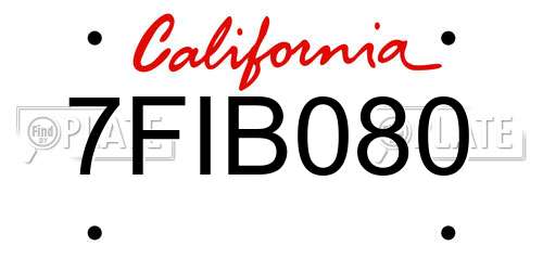 7FIB080 California License Plate