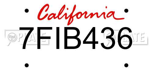 7FIB436 California License Plate
